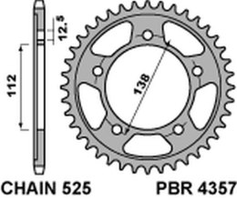 PBR ZĘBATKA TYLNA 4357 38 C45 HONDA VT 750S 11-13 (JTR1304.38) (ŁAŃC. 525)