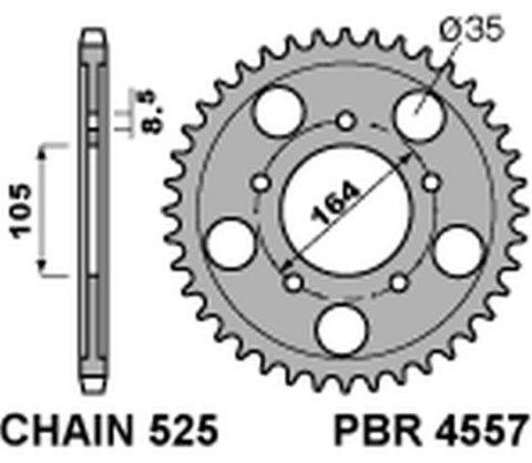 PBR ZĘBATKA TYLNA 4557 49 C45 GILERA GP 800 '09-'13, APRILIA SRV850 '12 (+2) (ŁAŃC. 525) (JTR-BRAK) PBR ZĘBATKA TYLNA 4557 49 C45 GILERA GP 800 '09-'13, APRILIA SRV850 '12 (+2) (ŁAŃC. 525) (JTR-BRAK)