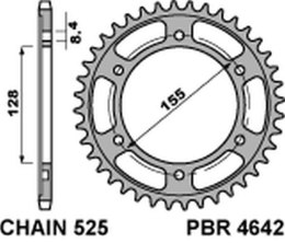 PBR ZĘBATKA TYLNA 4642 38 C45 KTM 1290 SUPERDUKE (13-'20) (ŁAŃC. 525) (JTR893.38) (STAL HARTOWANA)