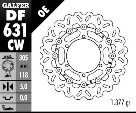 GALFER TARCZA HAMULCOWA PRZÓD BMW K100/K1100/R850/R1100 (305X118X5) WAVE GALFER TARCZA HAMULCOWA PRZÓD BMW K100/K1100/R850/R1100 (305X118X5) WAVE