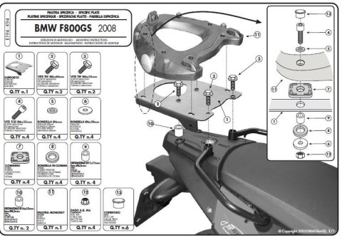 KAPPA STELAŻ KUFRA CENTRALNEGO BMW F 650GS / F 800GS (08-11) ( Z PŁYTĄ MONOKEY ) KAPPA STELAŻ KUFRA CENTRALNEGO BMW F 650GS / F 800GS (08-11) ( Z PŁYTĄ MONOKEY )