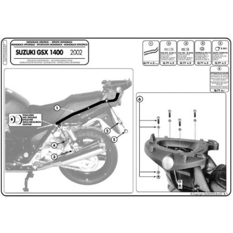 KAPPA STELAŻ KUFRA CENTRALNEGO SUZUKI GSX 1400 (02-09) ( BEZ PŁYTY ) KAPPA STELAŻ KUFRA CENTRALNEGO SUZUKI GSX 1400 (02-09) ( BEZ PŁYTY )