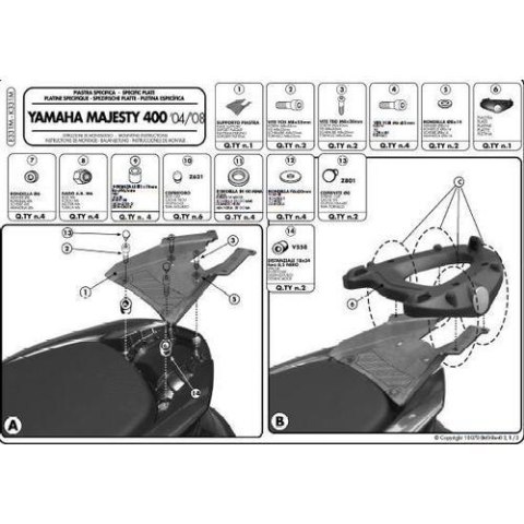 KAPPA STELAŻ KUFRA CENTRALNEGO YAMAHA MAJESTY 400 (04-14) ( Z PŁYTĄ MONOLOCK ) KAPPA STELAŻ KUFRA CENTRALNEGO YAMAHA MAJESTY 400 (04-14) ( Z PŁYTĄ MONOLOCK )