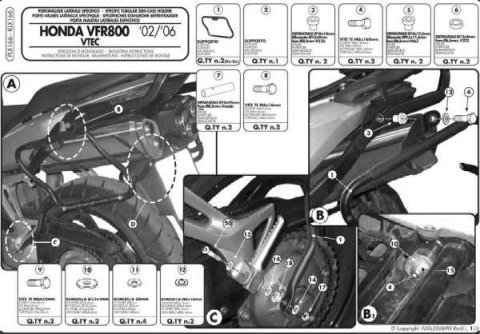 KAPPA STELAŻ KUFRÓW BOCZNYCH MONOKEY SIDE HONDA VFR 800 - TYLKO POD KUFRY K33N K'ROAD KAPPA STELAŻ KUFRÓW BOCZNYCH MONOKEY SIDE HONDA VFR 800 - TYLKO POD KUFRY K33N K'ROAD