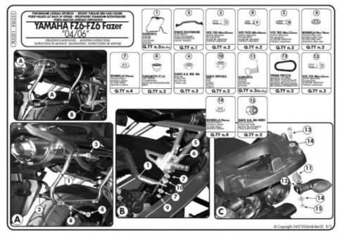KAPPA STELAŻ KUFRÓW BOCZNYCH MONOKEY SIDE YAMAHA FZ6 / FAZER (04-06) - TYLKO POD KUFRY K33N K'ROAD KAPPA STELAŻ KUFRÓW BOCZNYCH MONOKEY SIDE YAMAHA FZ6 / FAZER (04-06) - TYLKO POD KUFRY K33N K'ROAD
