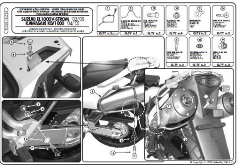 KAPPA STELAŻ KUFRÓW BOCZNYCH MONOKEY SUZUKI DL 1000 V-STROM (02-11), KAWASAKI KLV 1000 (04-09) - RÓWNIEŻ POD KUFRY MONOKEY KMS K