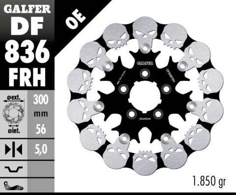 GALFER TARCZA HAMULCOWA TYŁ HARLEY-DAVIDSON (300X56X5) PŁYWAJĄCA SKULL (WZÓR CZASZKI) GALFER TARCZA HAMULCOWA TYŁ HARLEY-DAVIDSON (300X56X5) PŁYWAJĄCA SKULL (WZÓR CZASZKI)
