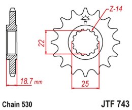 JT ZĘBATKA PRZEDNIA 2254 14 DUCATI MULTISTRADA 1200 '10-'16 (225414JT)