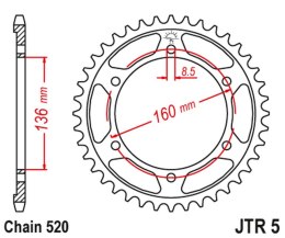 JT ZĘBATKA TYLNA 3552 41 BMW G310 R '16-'19 (+1), APRILIA ETX 125 TAUREG '85-'87 (355241JT) (ŁAŃC. 520)