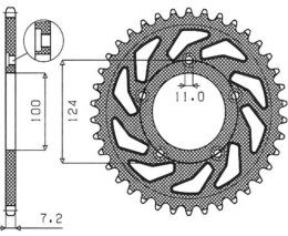 SUNSTAR ZĘBATKA TYLNA 4443 36 DUCATI 749 '03-'06 (JTR744.36) (ŁAŃC. 525) (444336JT) - WYPRZEDAŻ