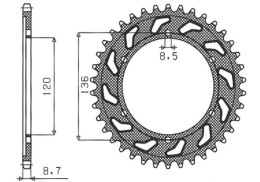 SUNSTAR ZĘBATKA TYLNA 864 44 YAMAHA XJ 600 H,N 84-91, YX 600 RADIAN 86-87 (JTR862.44) (ŁAŃC. 530) (86444JT) - WYPRZEDAŻ