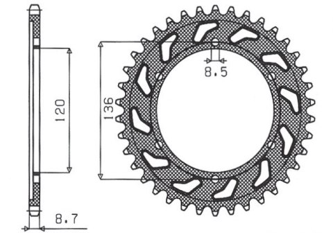 SUNSTAR ZĘBATKA TYLNA 864 44 YAMAHA XJ 600 H,N 84-91, YX 600 RADIAN 86-87 (JTR862.44) (ŁAŃC. 530) (86444JT) - WYPRZEDAŻ SUNSTAR ZĘBATKA TYLNA 864 44 YAMAHA XJ 600 H,N 84-91, YX 600 RADIAN 86-87 (JTR862.44) (ŁAŃC. 530) (86444JT) - WYPRZEDAŻ