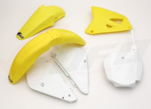 UFO KOMPLET PLASTIKÓW SUZUKI RM 85 '00-'24 KOLOR OEM '00-'15 I '18-'20 OEM (BIAŁY/ŻÓŁTY) (SU405E999) UFO KOMPLET PLASTIKÓW SUZUKI RM 85 '00-'24 KOLOR OEM '00-'15 I '18-'20 OEM (BIAŁY/ŻÓŁTY) (SU405E999)