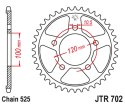JT ZĘBATKA TYLNA 4363 45 APRILIA SL 750 SHIVER '07-'16, SHIVER 900 '17-'20, DORSODURO 900 '17-'20 (+1) (JTR702.45) (ŁAŃC. 525)