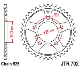 JT ZĘBATKA TYLNA 4363 45 APRILIA SL 750 SHIVER '07-'16, SHIVER 900 '17-'20, DORSODURO 900 '17-'20 (+1) (JTR702.45) (ŁAŃC. 525)