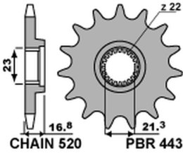 PBR ZĘBATKA PRZEDNIA 443 16 YAMAHA XJ 600 DIVERSION '92-'03 (JTF582.16) (ŁAŃC. 520) (44316JT)