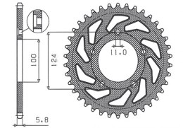 SUNSTAR ZĘBATKA TYLNA 4444 38 DUCATI MONSTER / ABS 821 '15- 20, PANIGALE 899 898 '14-15, SCRAMBLER ABS 800 '15-16 (JTR746.38) (Ł