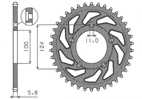 SUNSTAR ZĘBATKA TYLNA 4444 38 DUCATI MONSTER / ABS 821 '15- 20, PANIGALE 899 898 '14-15, SCRAMBLER ABS 800 '15-16 (JTR746.38) (Ł SUNSTAR ZĘBATKA TYLNA 4444 38 DUCATI MONSTER / ABS 821 '15- 20, PANIGALE 899 898 '14-15, SCRAMBLER ABS 800 '15-16 (JTR746.38) (Ł