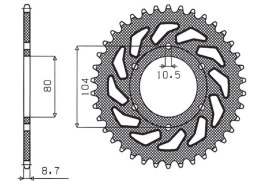 SUNSTAR ZĘBATKA TYLNA 501 33 KAWASAKI Z 750C '80-87, GPZ 1100 '81-85, GPZ 750 '83-89, GPZ 750 TURBO '82-87 (ŁAŃC. 630) - WYPRZED