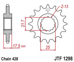 JT ZĘBATKA PRZEDNIA 2048 17 HONDA CBR 250 '90-00' VT/VTR 250 '89-90' (204817JT) (ŁAŃC. 428)