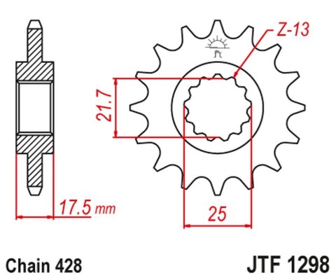 JT ZĘBATKA PRZEDNIA 2048 17 HONDA CBR 250 '90-00' VT/VTR 250 '89-90' (204817JT) (ŁAŃC. 428) JT ZĘBATKA PRZEDNIA 2048 17 HONDA CBR 250 '90-00' VT/VTR 250 '89-90' (204817JT) (ŁAŃC. 428)