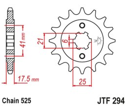 JT ZĘBATKA PRZEDNIA 284 14 HONDA XBR 500 '87-'91 (28414JT) (ŁAŃC. 525) (-1)