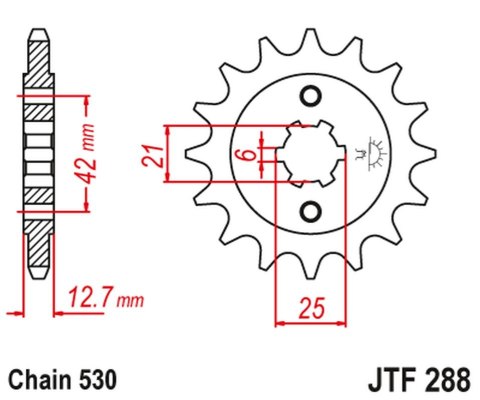 JT ZĘBATKA PRZEDNIA 288 16 HONDA CB 500 FOUR '72-'77, CB 550F/K '75-'80 (28816JT) (ŁAŃC. 530) (-1) JT ZĘBATKA PRZEDNIA 288 16 HONDA CB 500 FOUR '72-'77, CB 550F/K '75-'80 (28816JT) (ŁAŃC. 530) (-1)