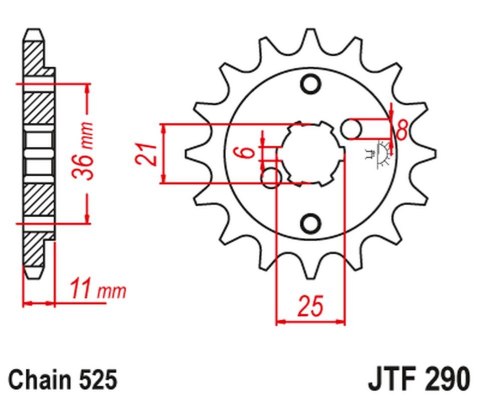 JT ZĘBATKA PRZEDNIA 290 14 HONDA XBR 500F '85-'86 (29014JT) (ŁAŃC. 525) (-1) JT ZĘBATKA PRZEDNIA 290 14 HONDA XBR 500F '85-'86 (29014JT) (ŁAŃC. 525) (-1)