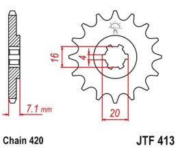 JT ZĘBATKA PRZEDNIA 413 15 SUZUKI RMX 50, TS 50 (41315JT) (ŁAŃC. 420)