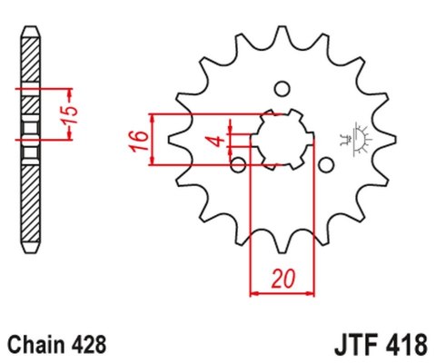 JT ZĘBATKA PRZEDNIA 416 14 KAWASAKI KX 125 '77-79', KC/KE/KH/KS/KE/KM 90/100/125/175 '77-98' (41614JT) (ŁAŃC. 428) JT ZĘBATKA PRZEDNIA 416 14 KAWASAKI KX 125 '77-79', KC/KE/KH/KS/KE/KM 90/100/125/175 '77-98' (41614JT) (ŁAŃC. 428)