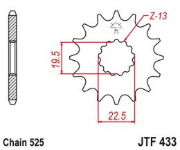 JT ZĘBATKA PRZEDNIA 433 15 SUZUKI GSF/GSX/RF 400 '86-94', TS/TM 250 '71-83' (ŁAŃC. 525) (43315JT)