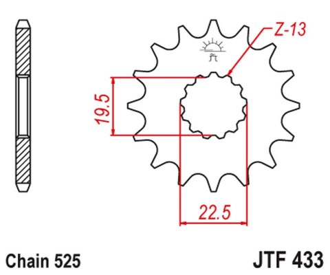 JT ZĘBATKA PRZEDNIA 433 15 SUZUKI GSF/GSX/RF 400 '86-94', TS/TM 250 '71-83' (ŁAŃC. 525) (43315JT) JT ZĘBATKA PRZEDNIA 433 15 SUZUKI GSF/GSX/RF 400 '86-94', TS/TM 250 '71-83' (ŁAŃC. 525) (43315JT)