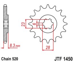 JT ZĘBATKA PRZEDNIA 436 14 SUZUKI LT 500 '88-92', RM 465 '81-82', RM 500 '83-84' (43614JT) (ŁAŃC. 520)