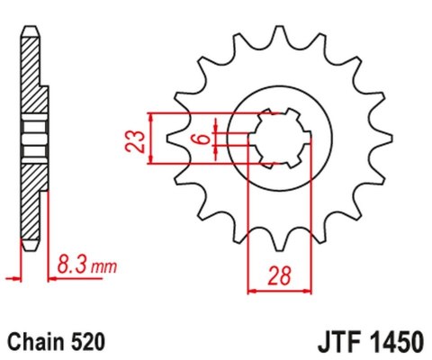 JT ZĘBATKA PRZEDNIA 436 14 SUZUKI LT 500 '88-92', RM 465 '81-82', RM 500 '83-84' (43614JT) (ŁAŃC. 520) JT ZĘBATKA PRZEDNIA 436 14 SUZUKI LT 500 '88-92', RM 465 '81-82', RM 500 '83-84' (43614JT) (ŁAŃC. 520)
