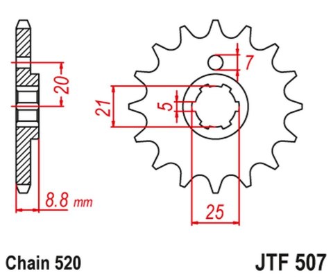 JT ZĘBATKA PRZEDNIA 507 15 KAWASAKI KX 250 '79-86' KX 500 '83-86' KLT200/250 '80-85' HUSQVARNA CR/WR 250/360 '90-98' (50715JT) ( JT ZĘBATKA PRZEDNIA 507 15 KAWASAKI KX 250 '79-86' KX 500 '83-86' KLT200/250 '80-85' HUSQVARNA CR/WR 250/360 '90-98' (50715JT) (
