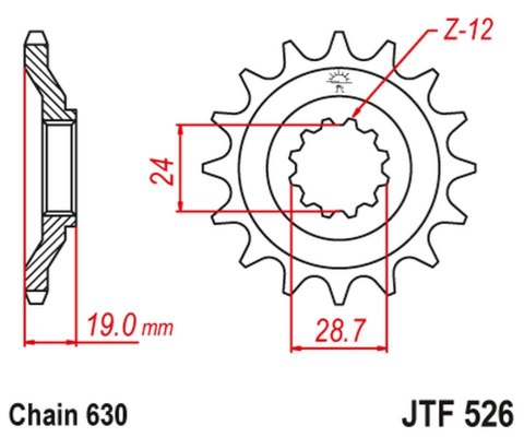 JT ZĘBATKA PRZEDNIA 527M 15 KAWASAKI GPZ 1000 A1-A3 '86-89' (527M15JT) (ŁAŃC. 630) JT ZĘBATKA PRZEDNIA 527M 15 KAWASAKI GPZ 1000 A1-A3 '86-89' (527M15JT) (ŁAŃC. 630)
