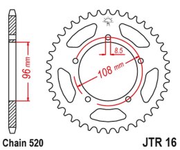 JT ZĘBATKA TYLNA 1516 44 APRILIATUAREG/TUAREG WIND '86-88', GILERA 125 XR/1 '88' (151644JT) (ŁAŃC.520)