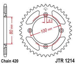 JT ZĘBATKA TYLNA 238 51 HONDA CRF 70 '04-12'; CRF 110 '13-21', XR 70/80 '97-03', CR 50/80 '82-84' (23851JT) (ŁAŃC.420)