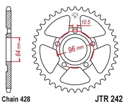 JT ZĘBATKA TYLNA 242 53 HONDA XL 125 R '82-87' (24253JT) (ŁAŃC. 428) JT ZĘBATKA TYLNA 242 53 HONDA XL 125 R '82-87' (24253JT) (ŁAŃC. 428)