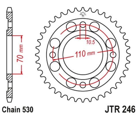 JT ZĘBATKA TYLNA 246 36 HONDA CB 400N '79-'80(24636JT) (ŁAŃC.530) JT ZĘBATKA TYLNA 246 36 HONDA CB 400N '79-'80(24636JT) (ŁAŃC.530)