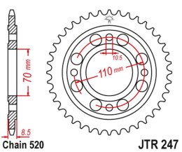 JT ZĘBATKA TYLNA 247 41 HONDA CB/CBX 250 '78-84', CB 400 N/T '81-83' (24741JT) (ŁAŃC.520)
