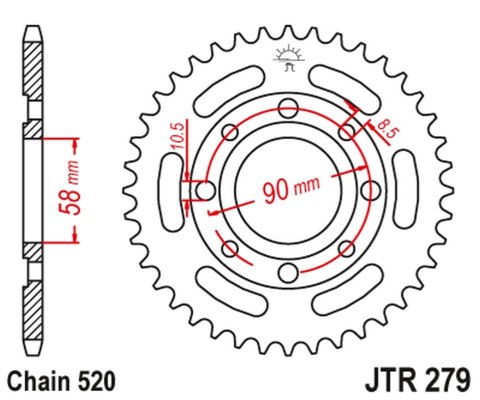 JT ZĘBATKA TYLNA 279 32 HONDA CB 250 TWO FIFTY, NIGHTHAWK '92-'02, CMX250 REBEL (27932JT) (ŁAŃC. 520) JT ZĘBATKA TYLNA 279 32 HONDA CB 250 TWO FIFTY, NIGHTHAWK '92-'02, CMX250 REBEL (27932JT) (ŁAŃC. 520)