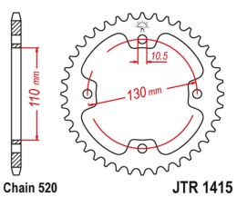 JT ZĘBATKA TYLNA 4303 37 KAWASAKI KSF 450 (KFX 450) '08-14' (ATV) (430337JT) (ŁANC.520)