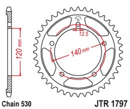JT ZĘBATKA TYLNA 4459 43 SUZUKI GSX 1400 '01-'08 (445943JT) (ŁAŃC. 530) (+2)