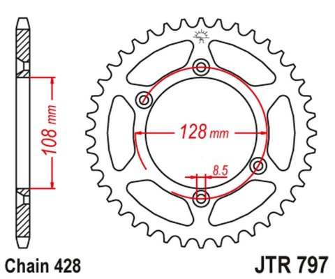 JT ZĘBATKA TYLNA 4488 51 KAWASAKI KLX 125 '03-06, SUZUKI DR-Z 125 '03-20 (448851JT) (ŁAŃC. 428) JT ZĘBATKA TYLNA 4488 51 KAWASAKI KLX 125 '03-06, SUZUKI DR-Z 125 '03-20 (448851JT) (ŁAŃC. 428)
