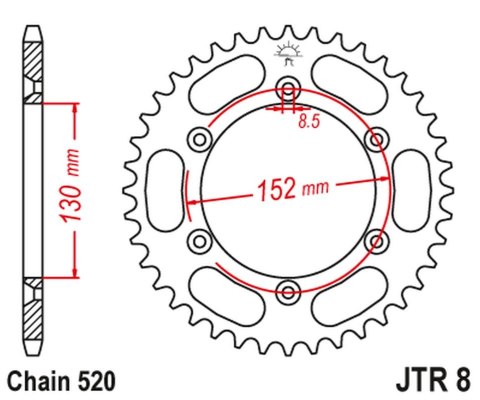JT ZĘBATKA TYLNA 4500 51 BMWG 450X '08-11 (450051JT) (ŁAŃC. 520) JT ZĘBATKA TYLNA 4500 51 BMWG 450X '08-11 (450051JT) (ŁAŃC. 520)