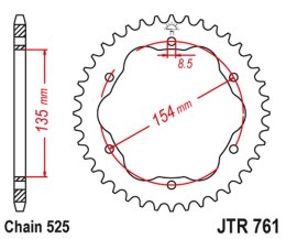 JT ZĘBATKA TYLNA 4522 39 DUCATI MONSTER 1200/S '14-20, PANIGALE 1103 '18, PANIGALE 1199/1299 '12-19, DIAVEL 1198 '11-18 (POTRZEB