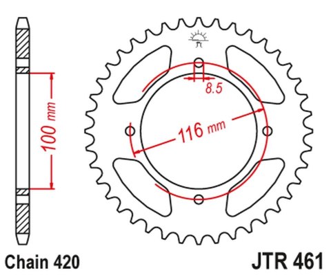 JT ZĘBATKA TYLNA 467 48 KAWASAKI KX 80/85 '86-'17 (46748JT) (ŁAŃC. 420) JT ZĘBATKA TYLNA 467 48 KAWASAKI KX 80/85 '86-'17 (46748JT) (ŁAŃC. 420)