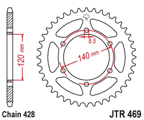 JT ZĘBATKA TYLNA 469 44 KAWASAKI KE 175 '79-83', KV 175 '81-89' (46944JT) (ŁAŃC.428) NA ZAMÓWIENIE JT ZĘBATKA TYLNA 469 44 KAWASAKI KE 175 '79-83', KV 175 '81-89' (46944JT) (ŁAŃC.428) NA ZAMÓWIENIE