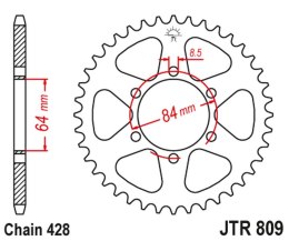 JT ZĘBATKA TYLNA 809 54 SUZUKI RM 100 '76-77, TM 100 '74-75, DR 125 '85-00, TF 100/125 '81, SP 125 '86-88 (80954JT) (ŁAŃC. 428)